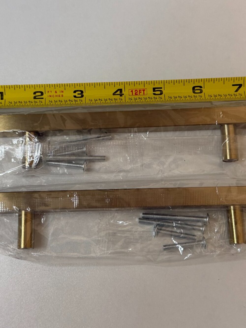 2 pack New in Package 8 inch Gold Square Cabinet Door Drawer Pulls W/ Hardware